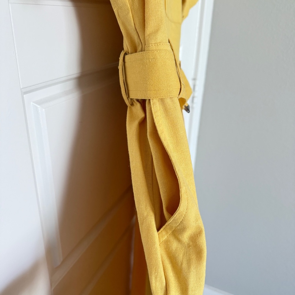 Melloday Safari Style Linen Blend Button Down Belted A-Line dress sz Small - Picture 4 of 7